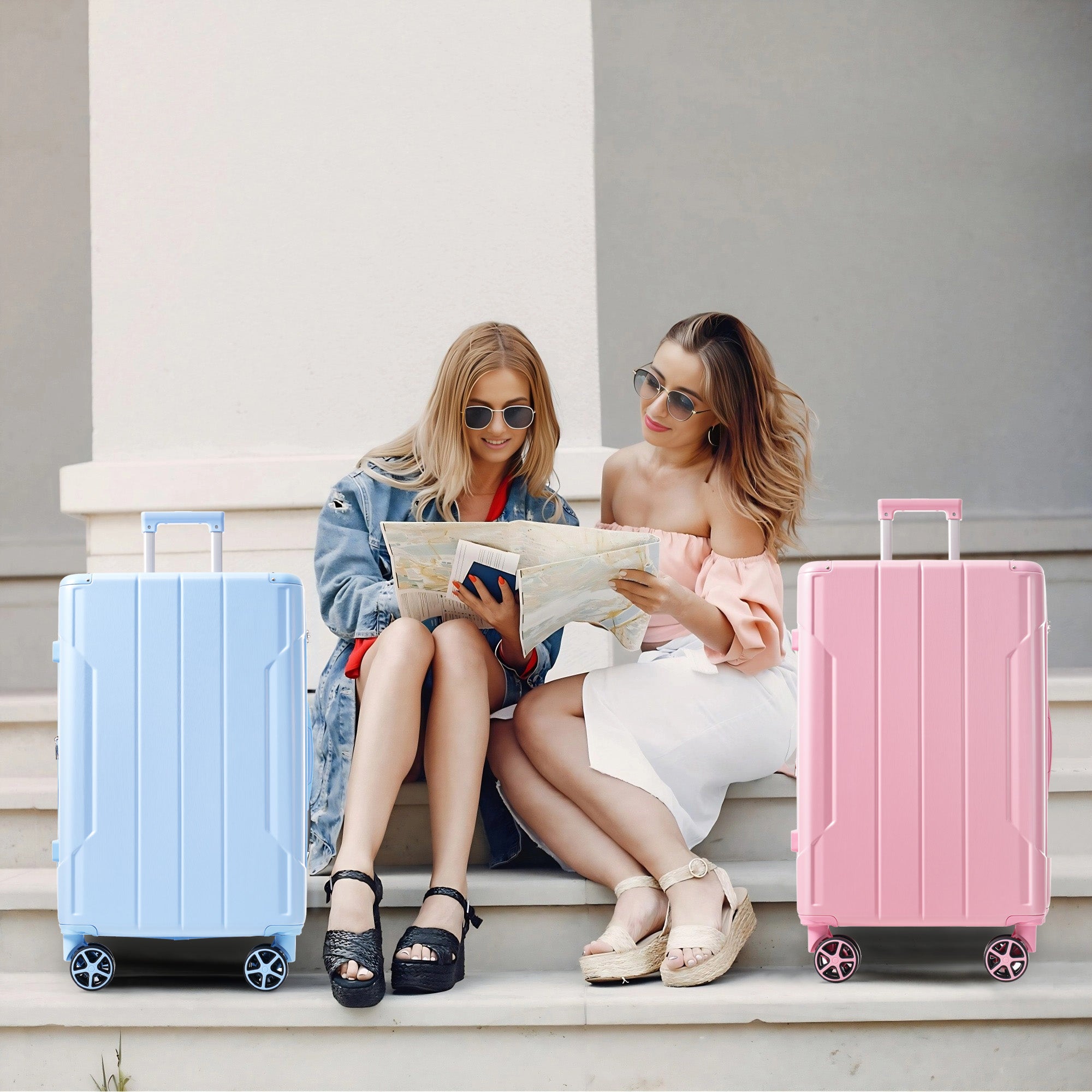 Lightweight Durable ABS Hardshell Luggage - 24 Inch Checked Travel Suitcase