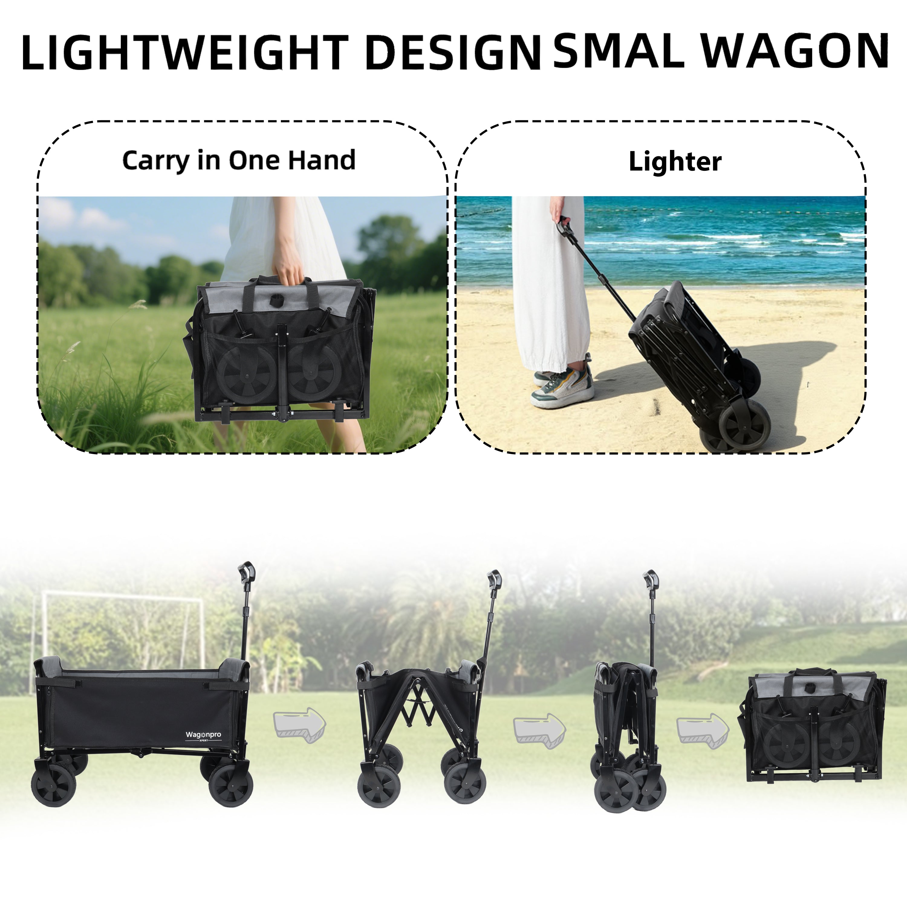 All-in-One Convertible Folding Trolley with Bench Seat and Dog Leash