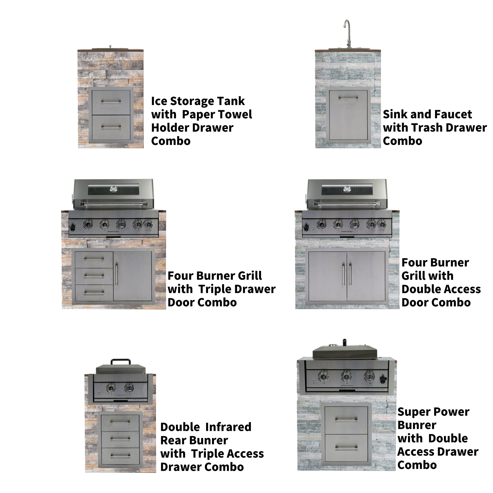 Built-in Outdoor Kitchen 32" LPG Gas Grill with Ice Box