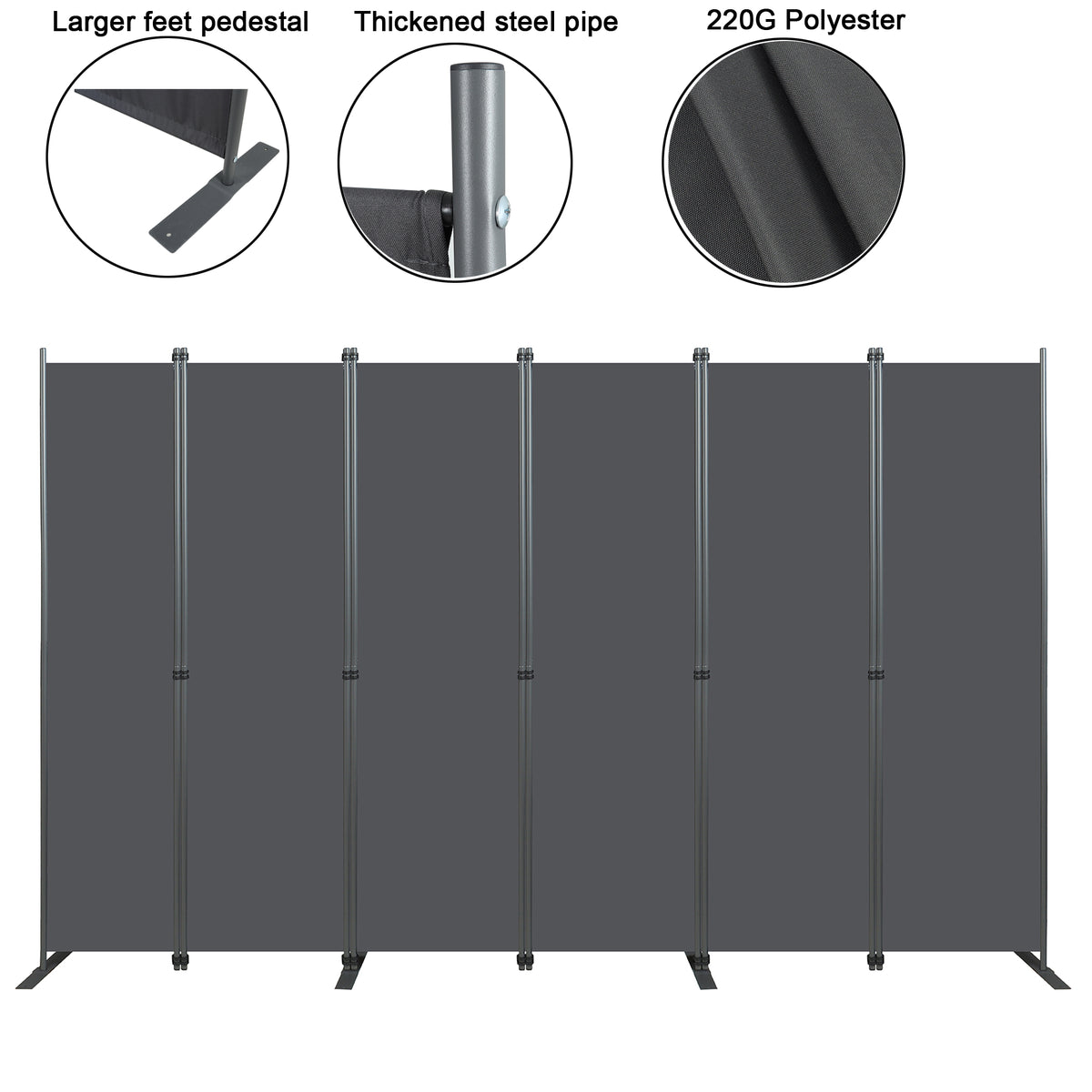Room Divider 6-Panel - Black