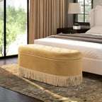 Melinda 48.5" Oval Tufted Bullion Fringe Storage Bench