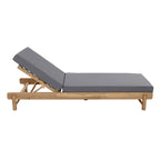Light Teak Acacia Wood Chaise Lounge Set: 1 Frame + 1 Dark