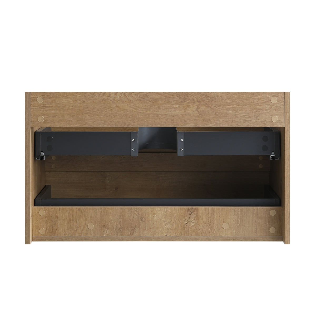 Alice Wall-Mount Bathroom Vanity Cabinet, 35.5-Inch, Natural Wood, No Basin