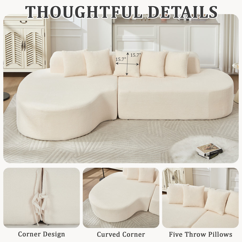 110.2'' Ivory Curved Sectional Sofa