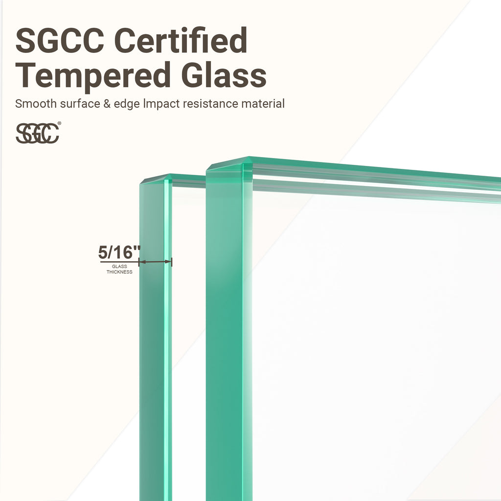 Frameless Single Sliding Shower Door – 5/16" Clear Tempered Glass