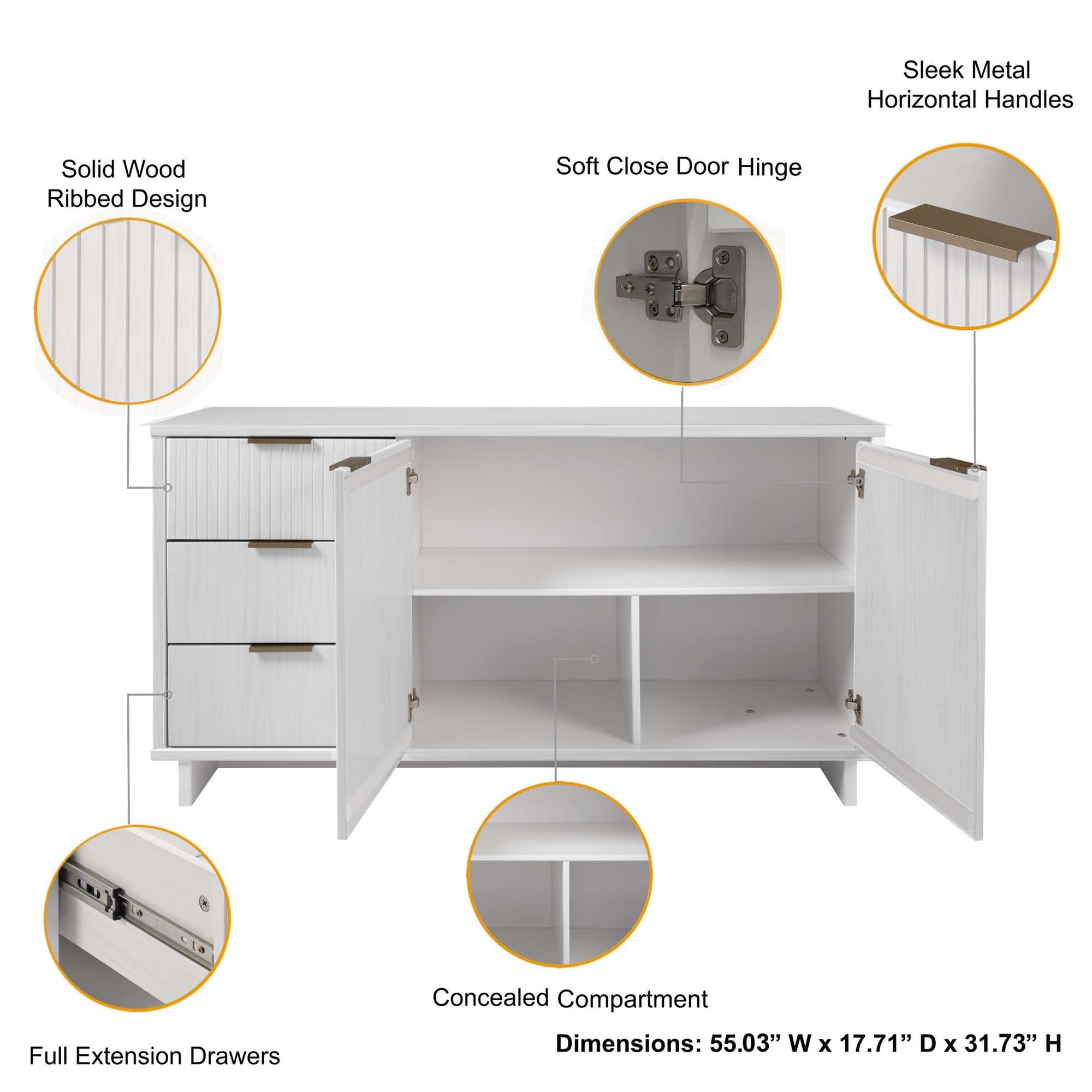 Granville 55" Sideboard in Solid Wood
