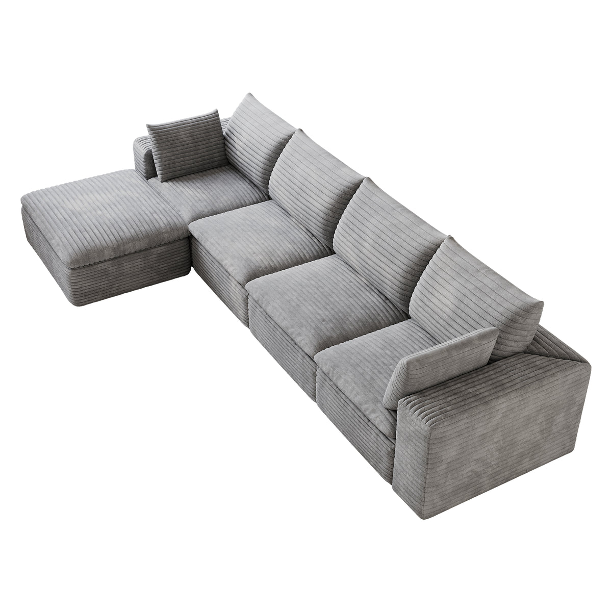 Cloud Sofa 134-Inch, Corduroy Fabric, Deep Seat, Grey