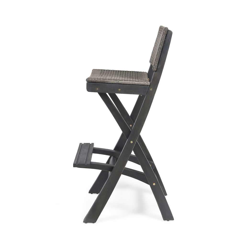 41.75" Outdoor Folding Acacia Wood Barstools