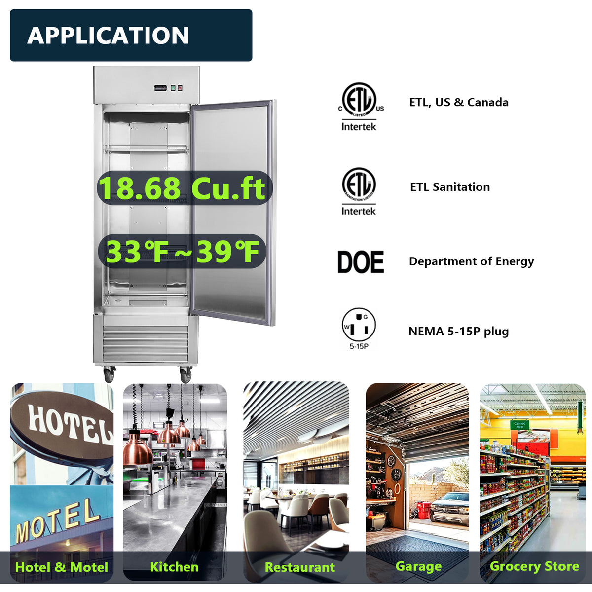 27"W Commercial Refrigerator with Solid Door