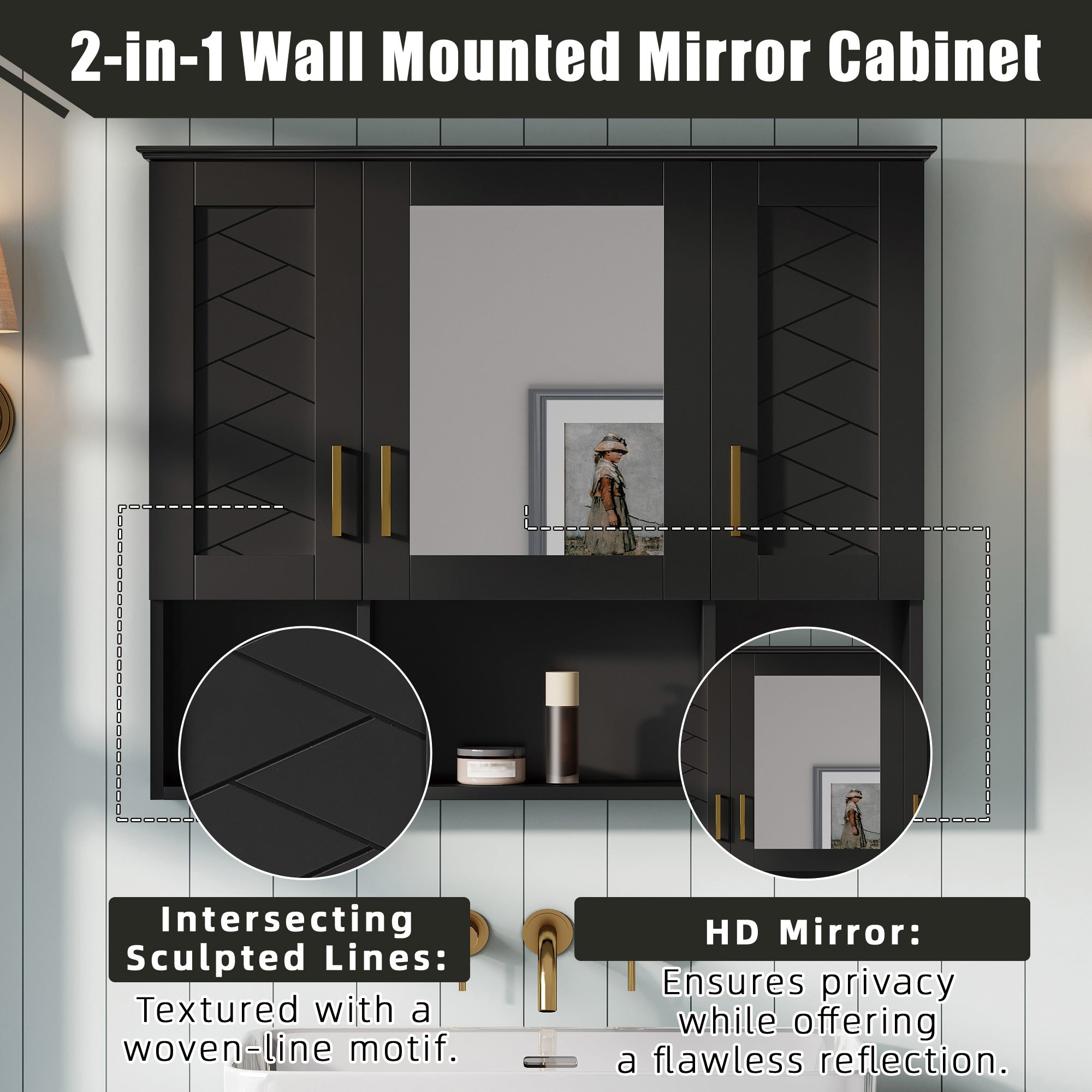 35 Inch 2-in-1 Wall Mounted Medicine Cabinet