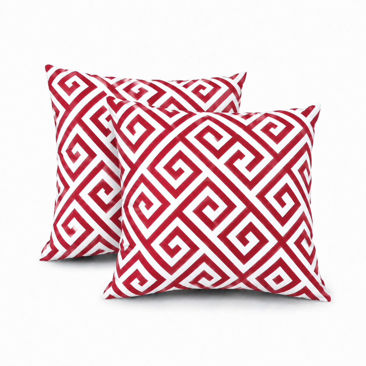 6 Pack Outdoor Pillow Covers - 18x18 Inch - Red Greek Key