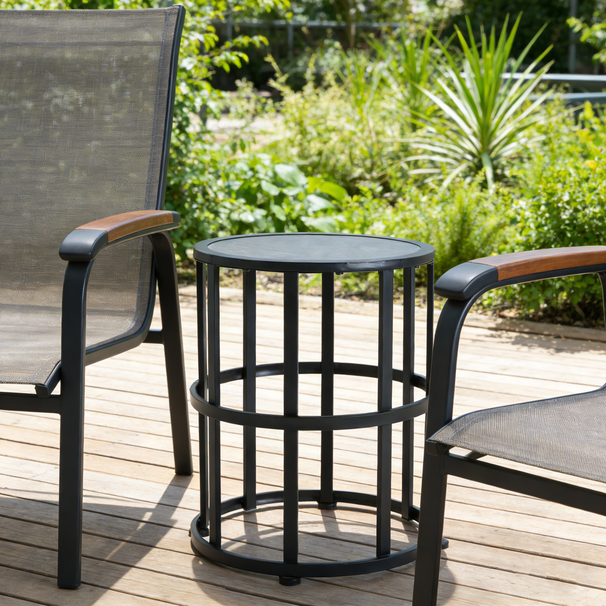Ceramic Tile Side Table with Powder Coated Iron Frame