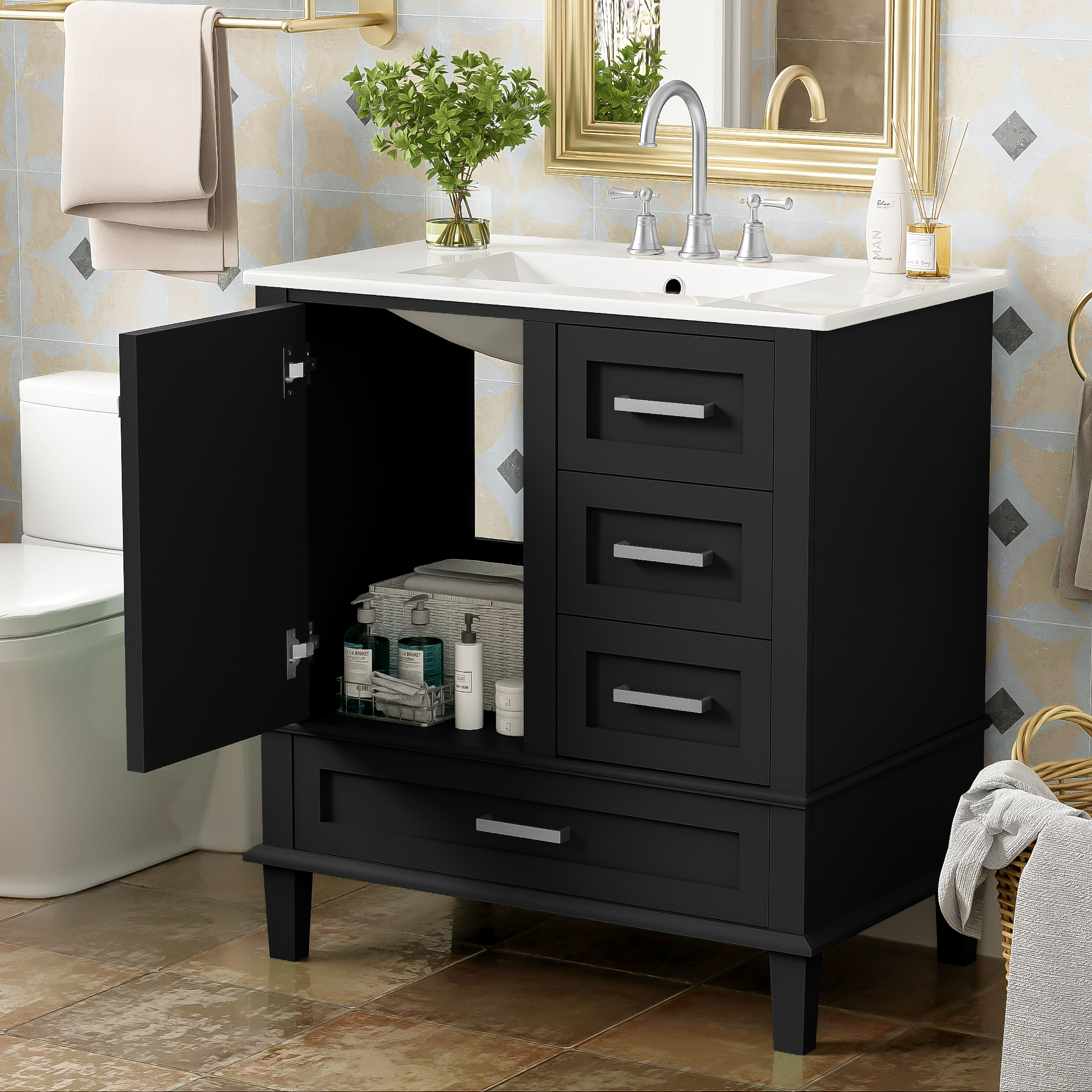 30" Modern Bathroom Vanity With Sink Combo Set