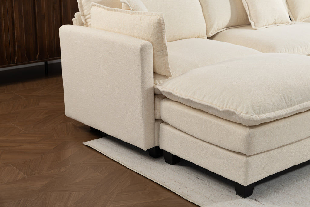 Modern 4-Seat Sectional Sofa with 2 Ottomans