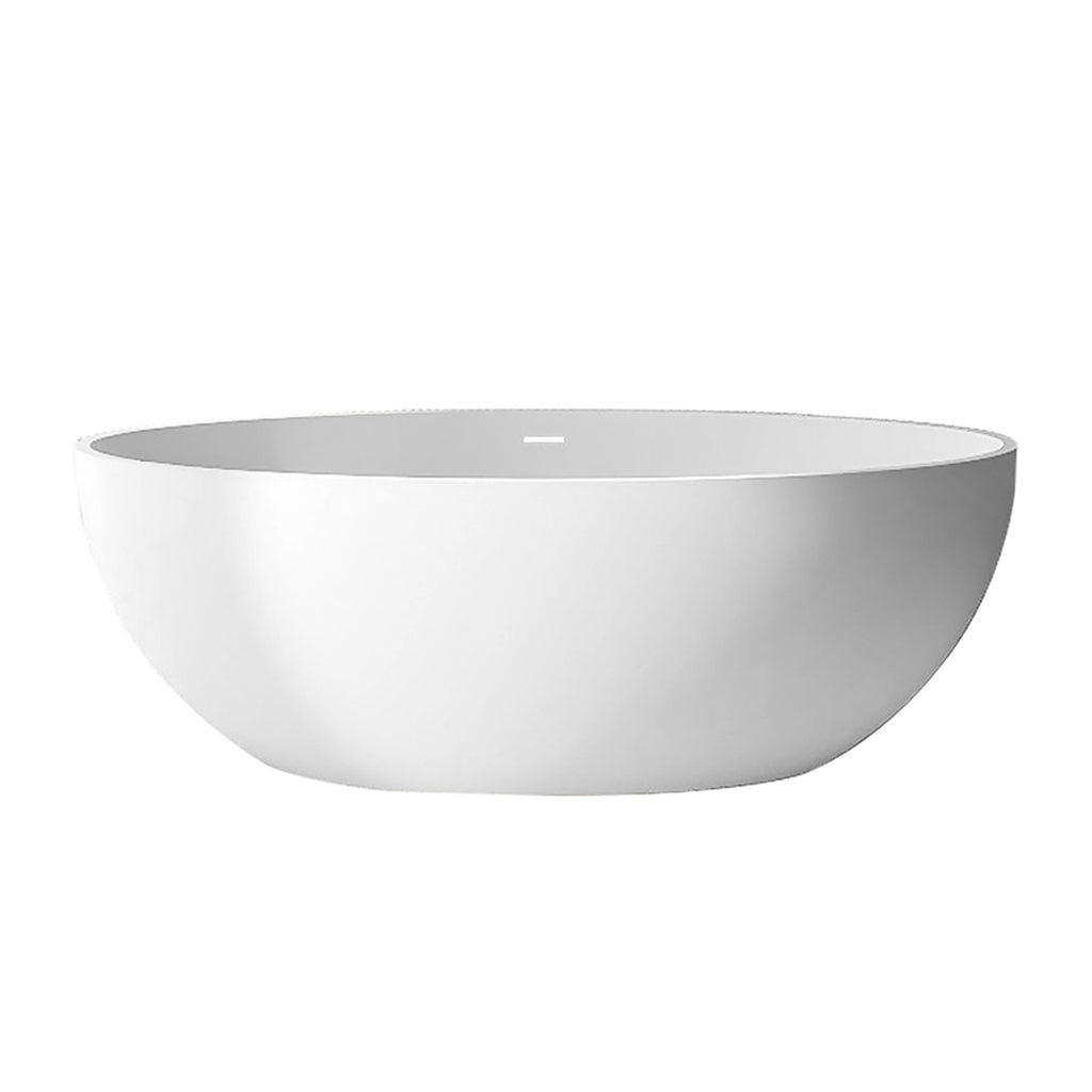 67 in. x 31 in. Oval Freestanding Solid Surface Soaking Bathtub