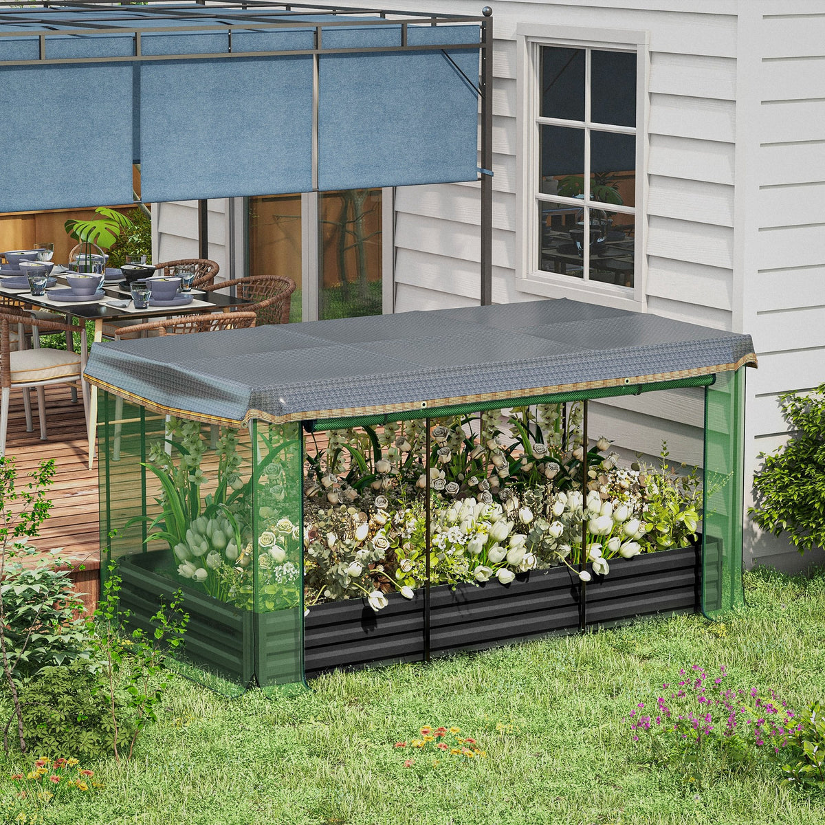 Outsunny 7.3 x 3.4 ft Galvanized Raised Garden Bed