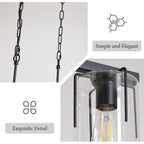 3-Light Matte Black Linear Pendant Light