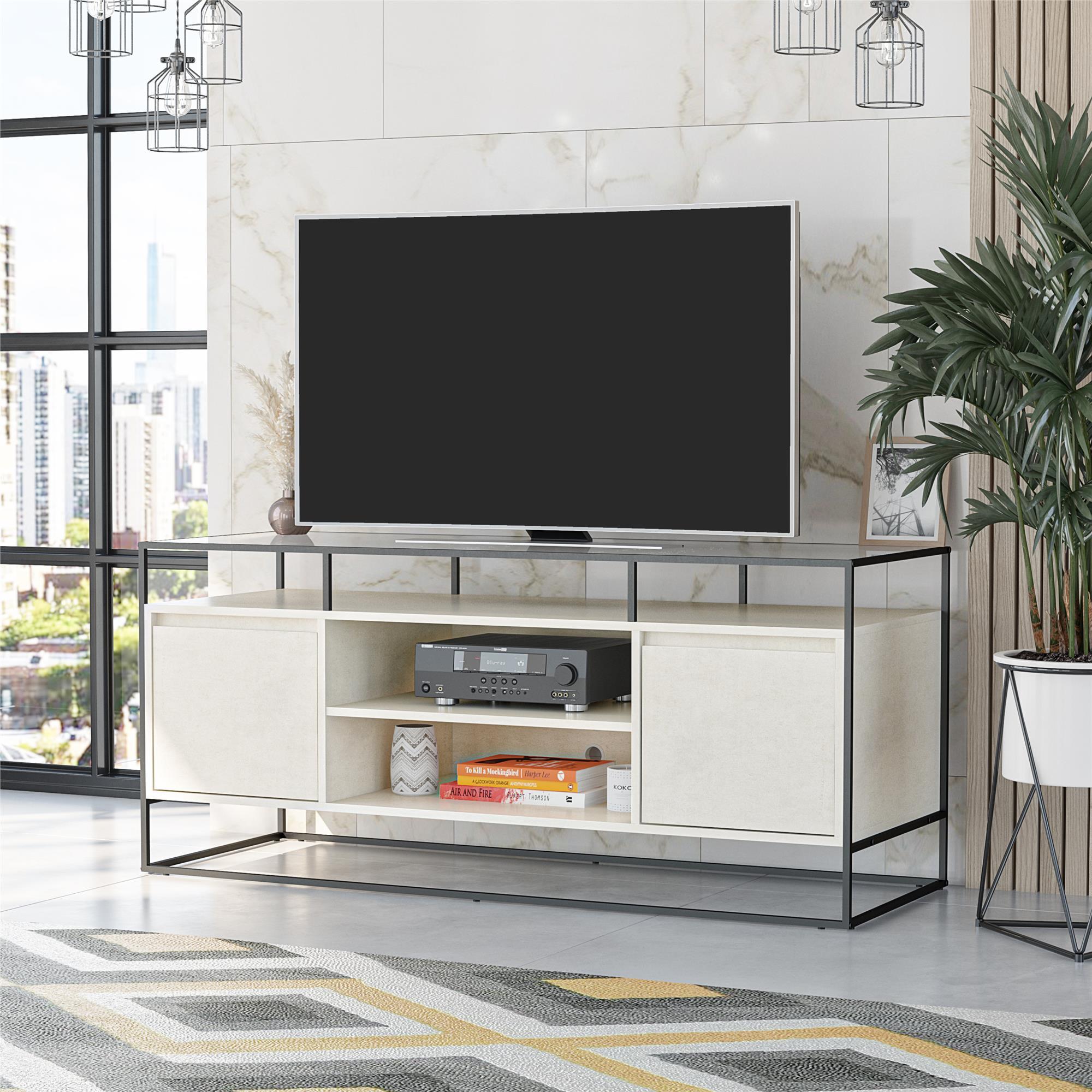 Camley Media Console TV Stand in White