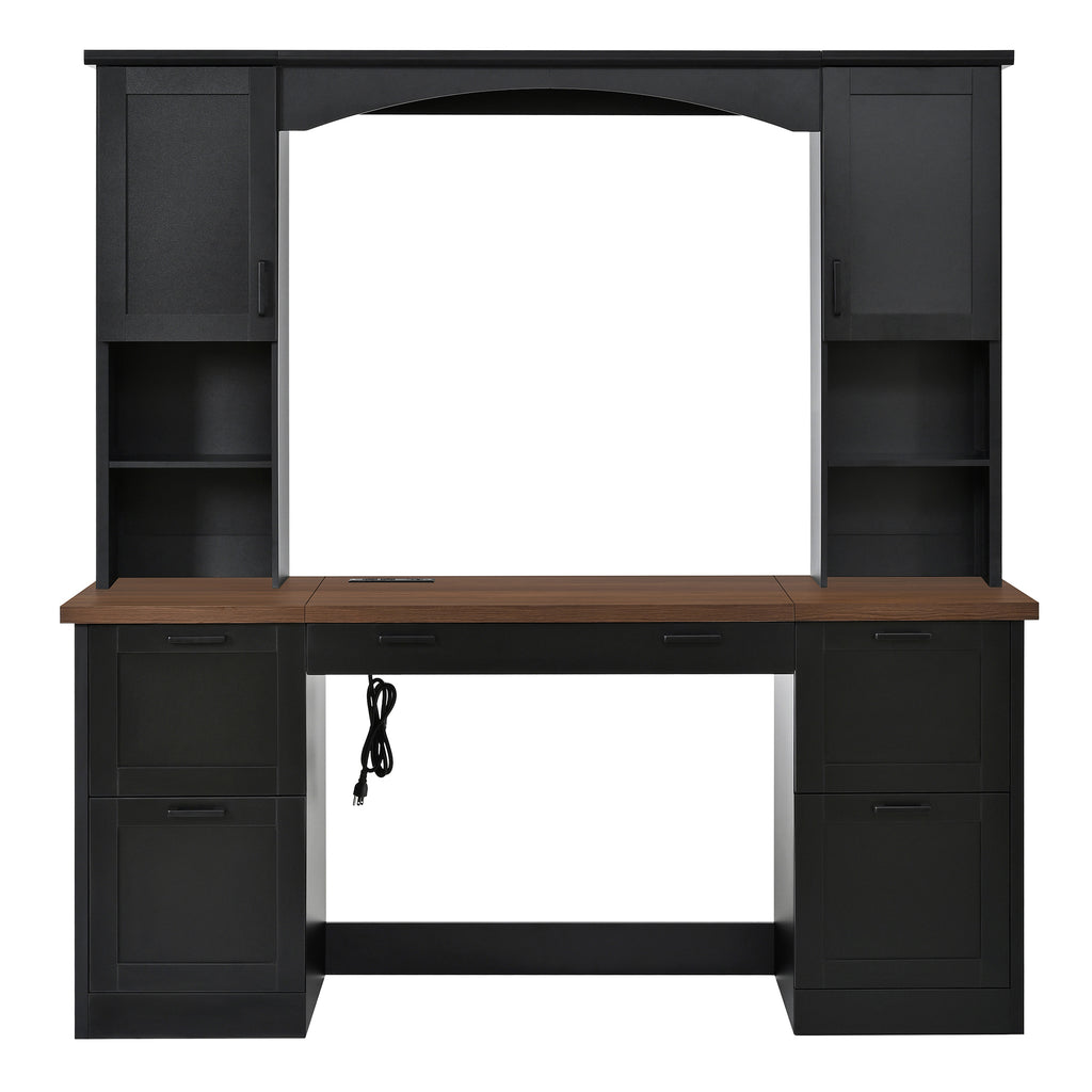On-Trend Farmhouse Arched Computer Desk with Hutch