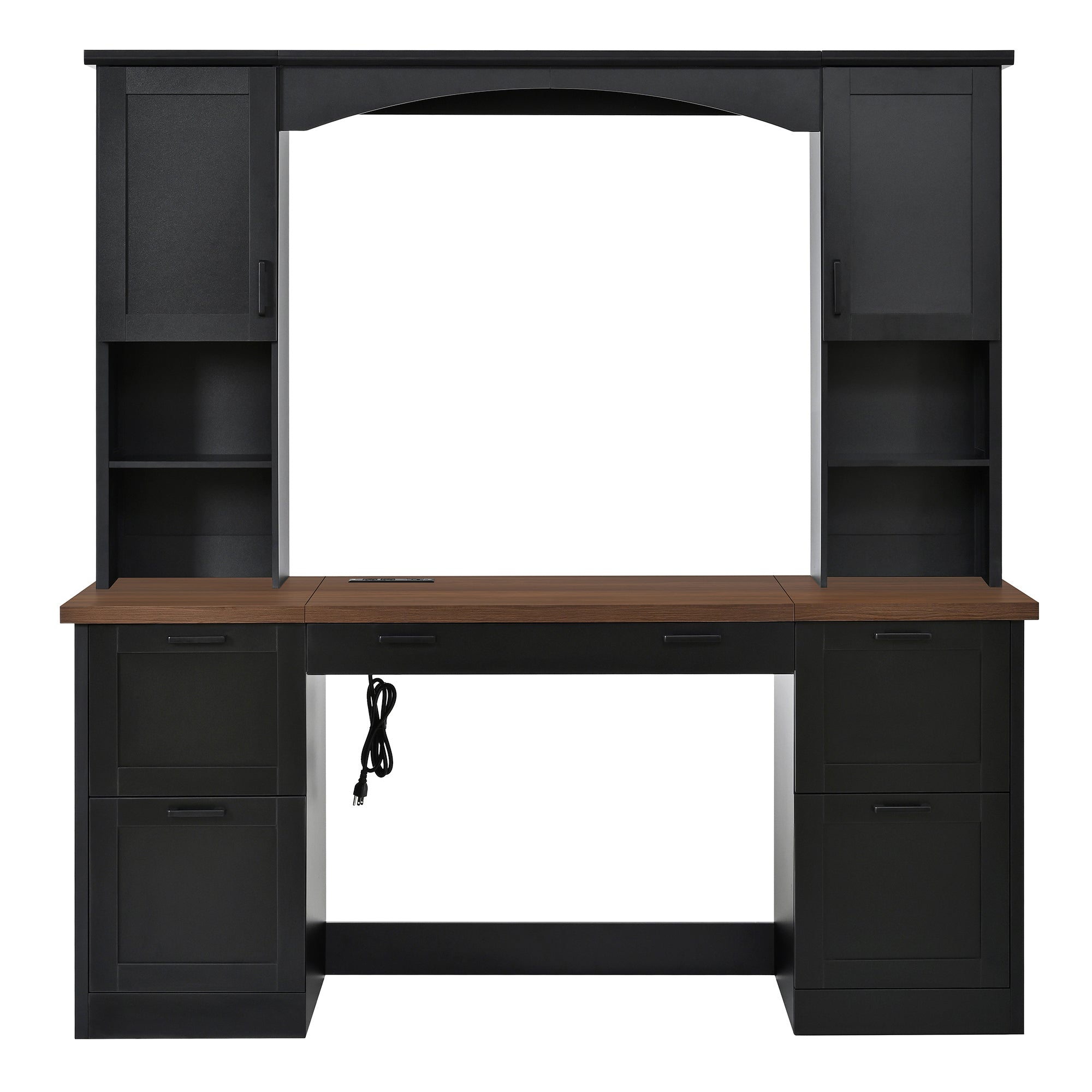 On-Trend Farmhouse Arched Computer Desk with Hutch