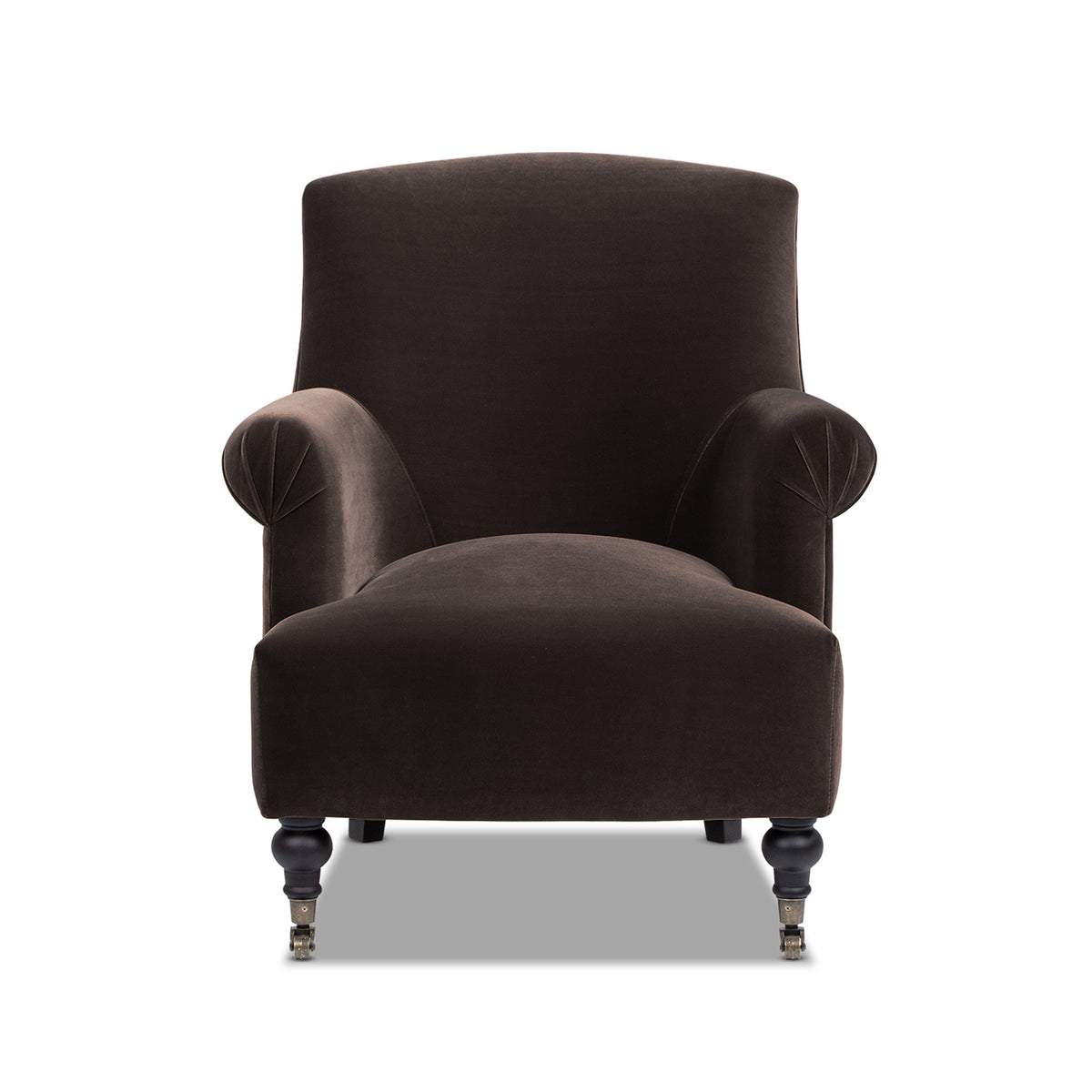 Eloise 30-Inch Pleated Sock Arm Accent Armchair, Deep Brown Velvet