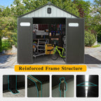 8x8FT Resin Outdoor Storage Shed with Lockable Door