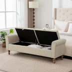 65.75" Wide Modern Upholstered Storage Bench With Double Lids
