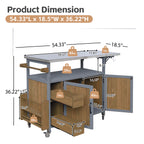 54.33" Farmhouse Rolling Outdoor Kitchen Cart