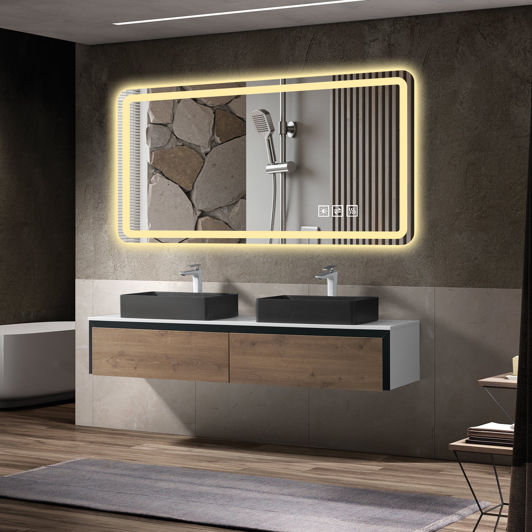 28x60 Inch LED Bathroom Vanity Mirror