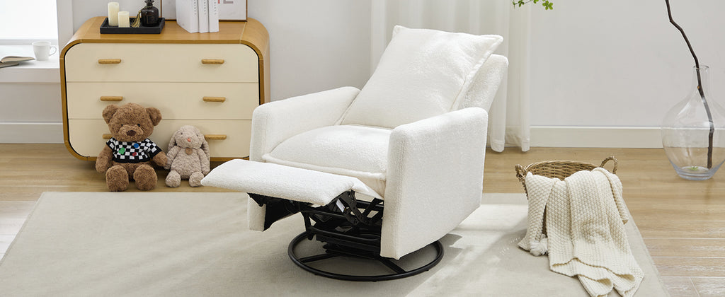 Swivel Rocker Recliner Chair, Teddy Fleece