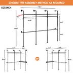 Industrial Pipe Clothing Rack with LED Lights & Shelves