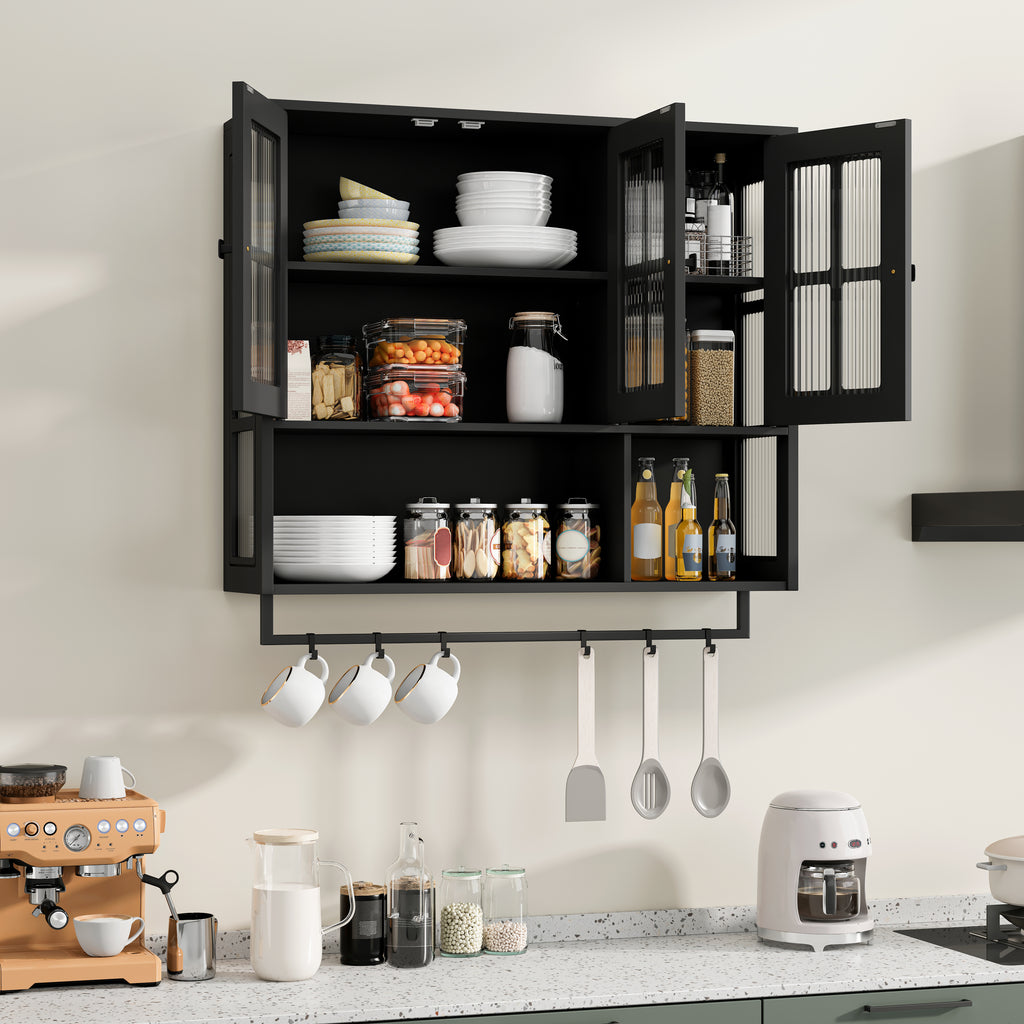 Bathroom Wall Cabinet with Open and Hidden Storage