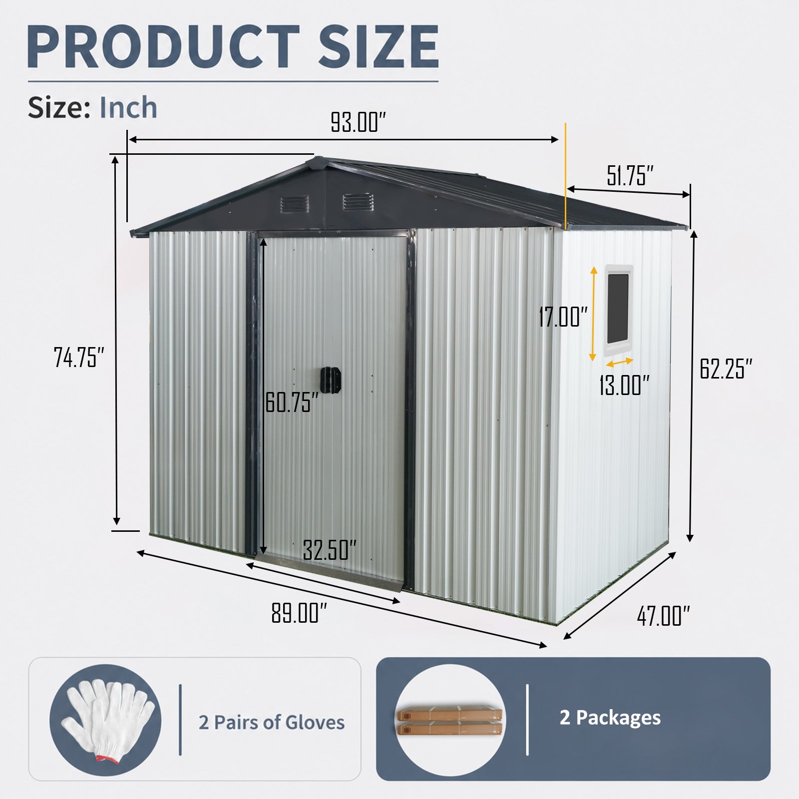 8ft x 4ft Outdoor Metal Storage Shed with Window