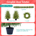 4-Piece Christmas Tree Set – 2 Trees, Wreath, and Garland
