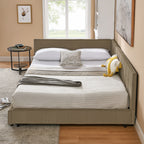 Queen Size Upholstered Tufted Bed Frame in Velvet Brown