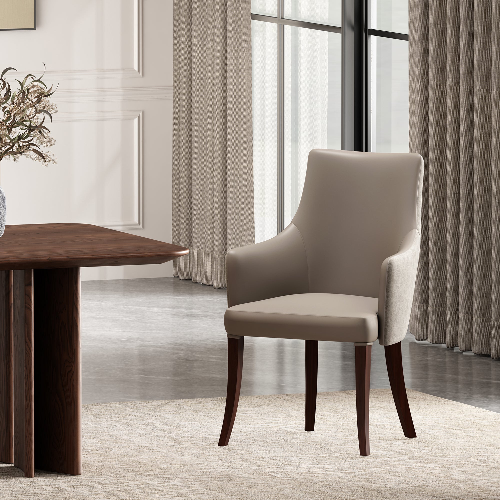 Connie Wood Vegan Leather and Velvet Armchair