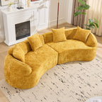 Yellow Curved Compressed Sofa - Creative Nordic-Style Design