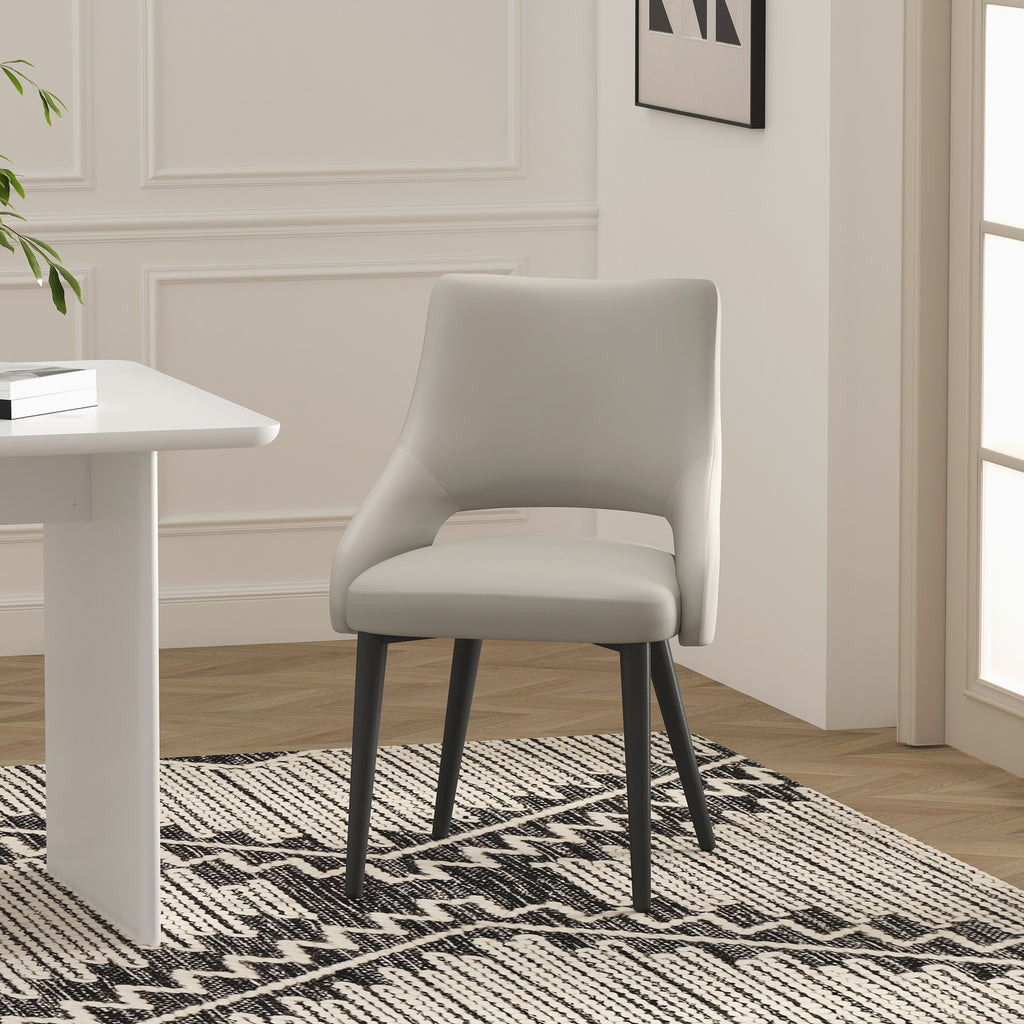 Tremont Metal Vegan Leather Dining Chair in Stone