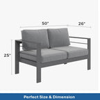 50" All-Weather Aluminum Patio Loveseat