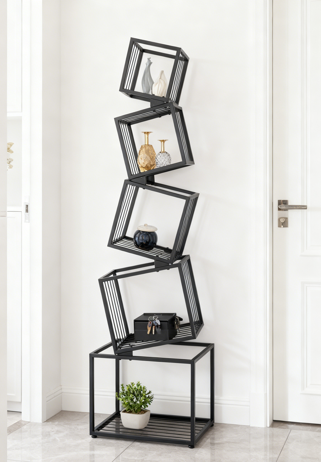 5-Tier Metal Geometric Bookshelf