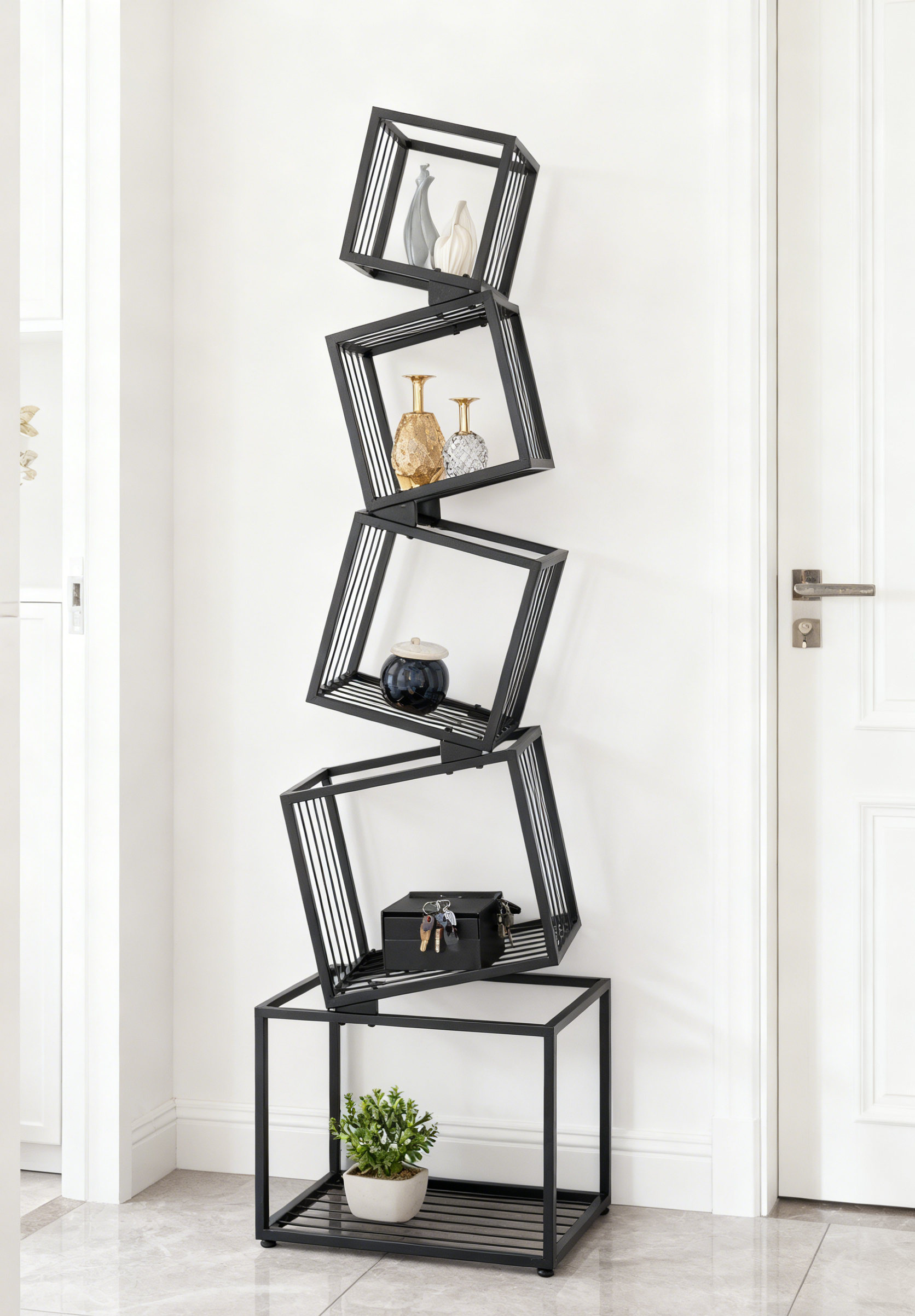 5-Tier Metal Geometric Bookshelf