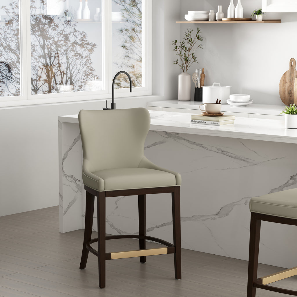Blair Wood Upholstered Counter Stool in Stone