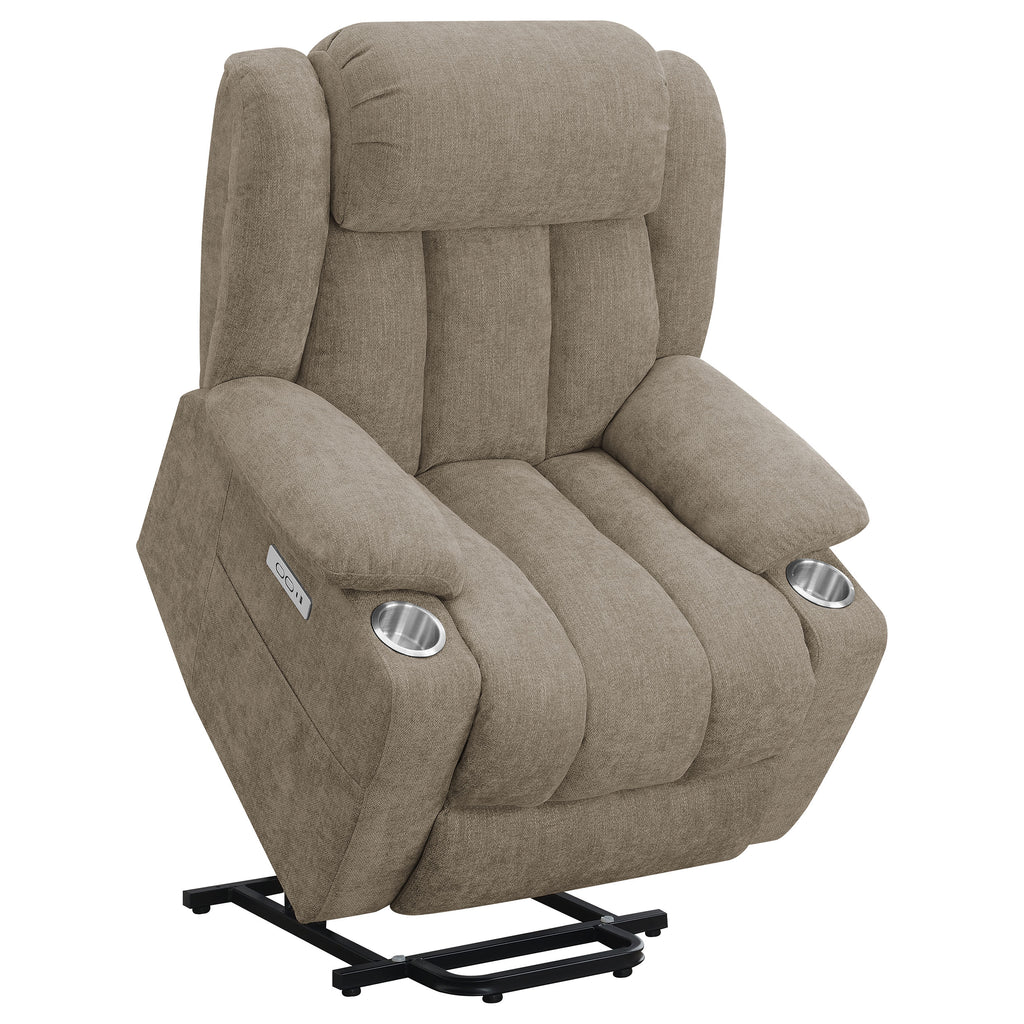Beca Camel Upholstered Power Lift Recliner