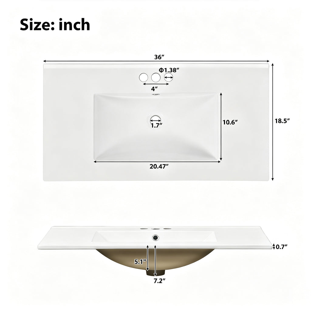 36" Green Bathroom Vanity with Ceramic Sink