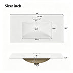 36" Green Bathroom Vanity with Ceramic Sink