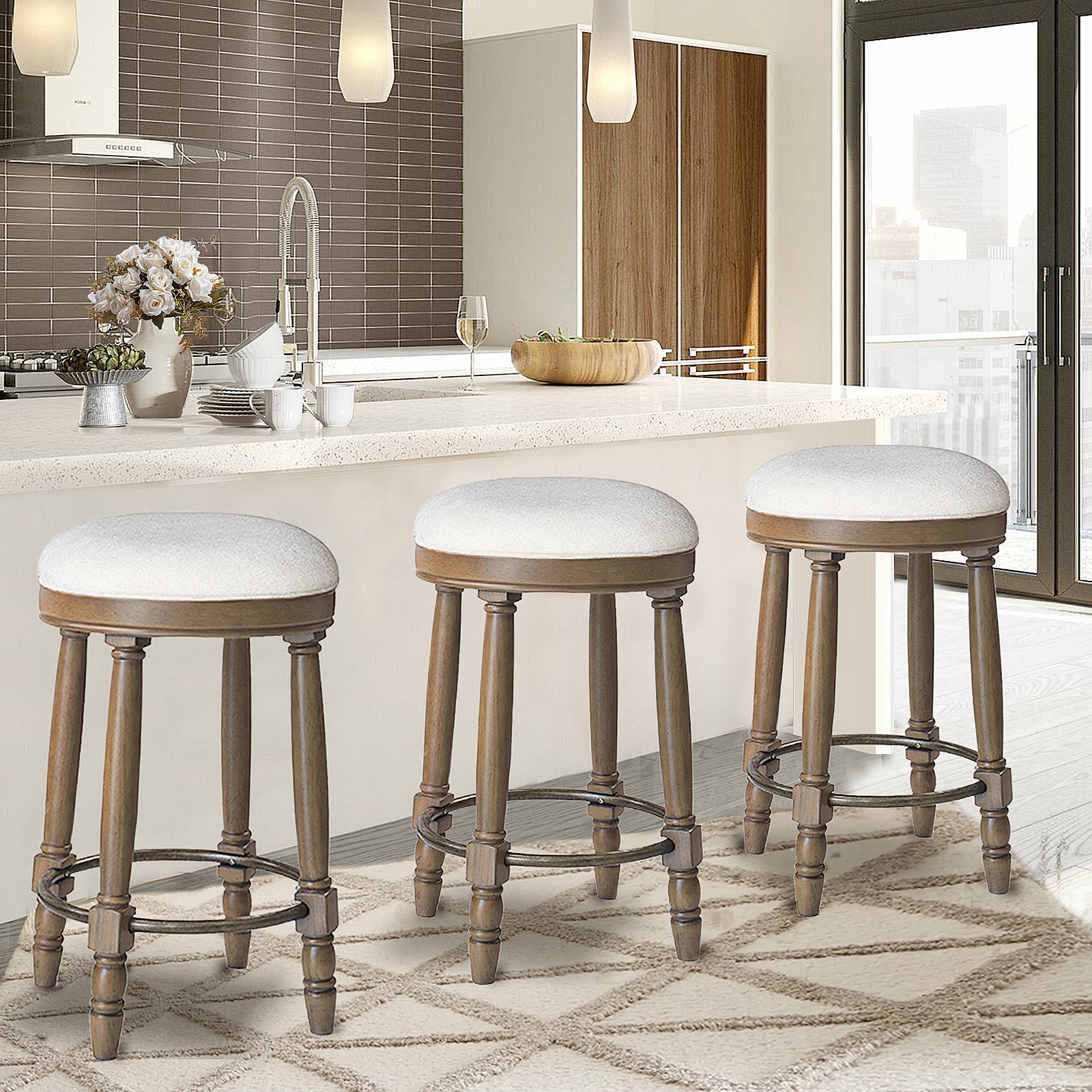 AGODY Bar Stools Set of 2, 26" Counter Height