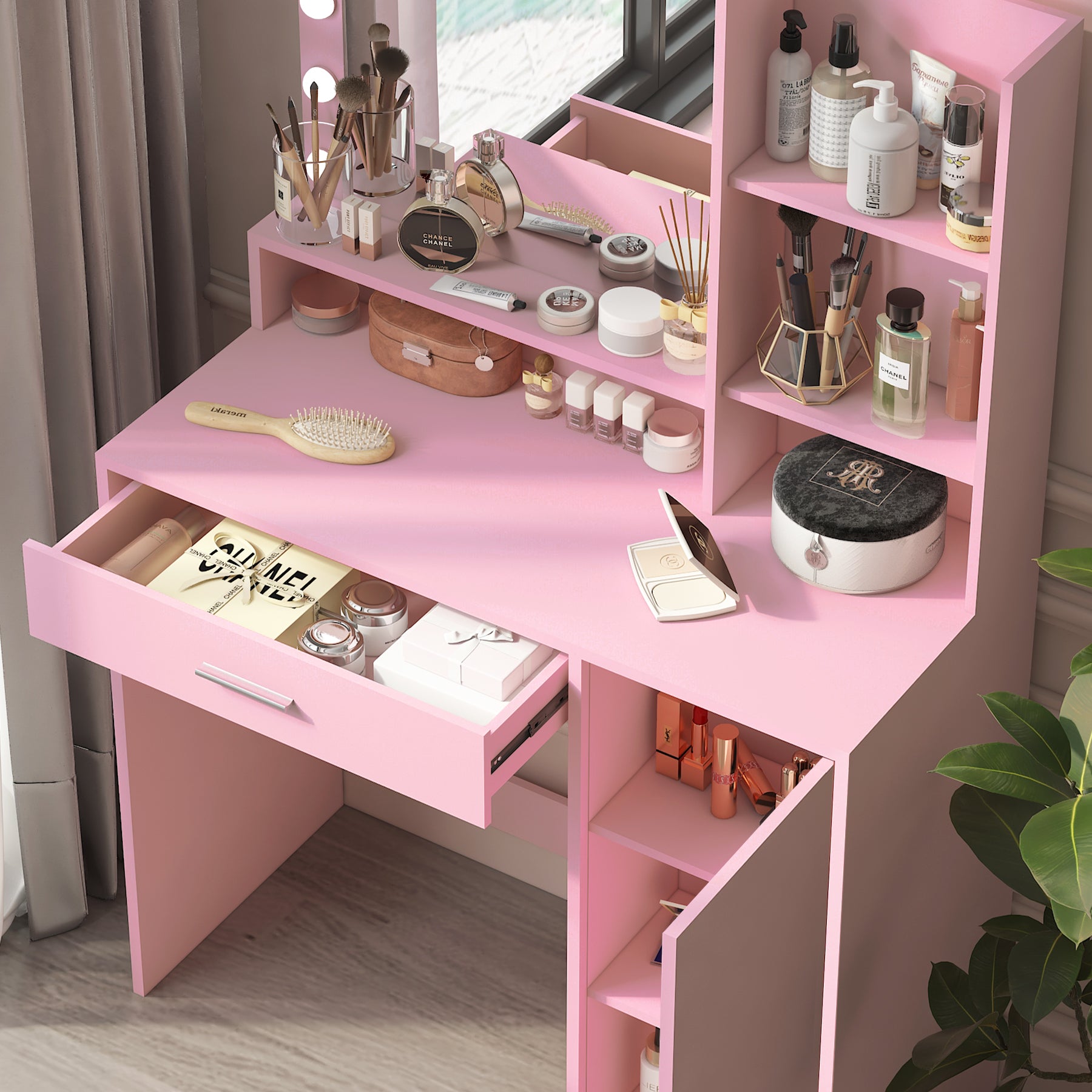 Vanity Desk with Mirror & Light