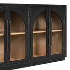 TREXM 4-Door Large Storage Sideboard Buffet Cabinet with Glass Doors - Black