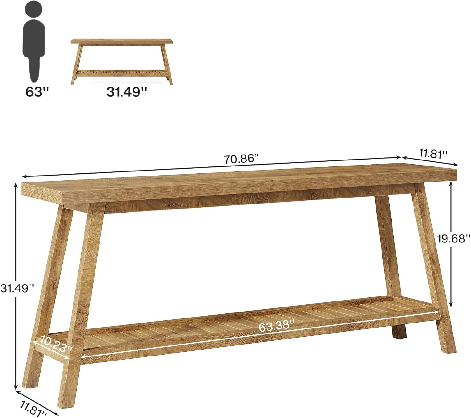 70.9 Inches Extra Long Farmhouse Console Table