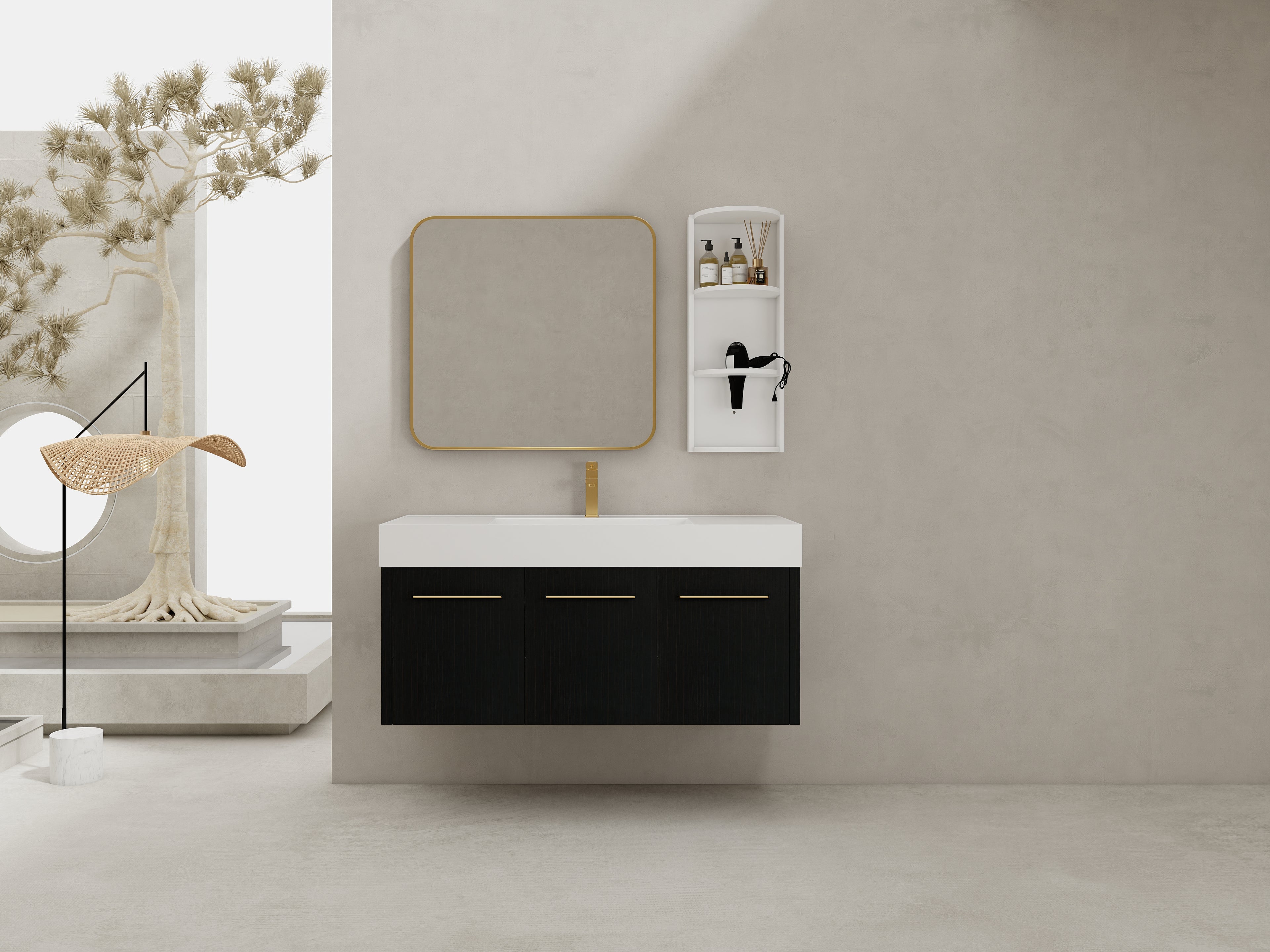 48 Inch Wall-Mounted Bathroom Vanity with Sink